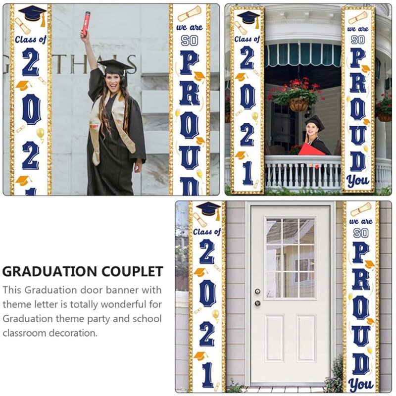 2ชิ้น2021 Graduation Porch เข้าสู่ระบบ Graduation Congrats Banner ตกแต่ง Graduation Party Grad Party ตกแต่ง