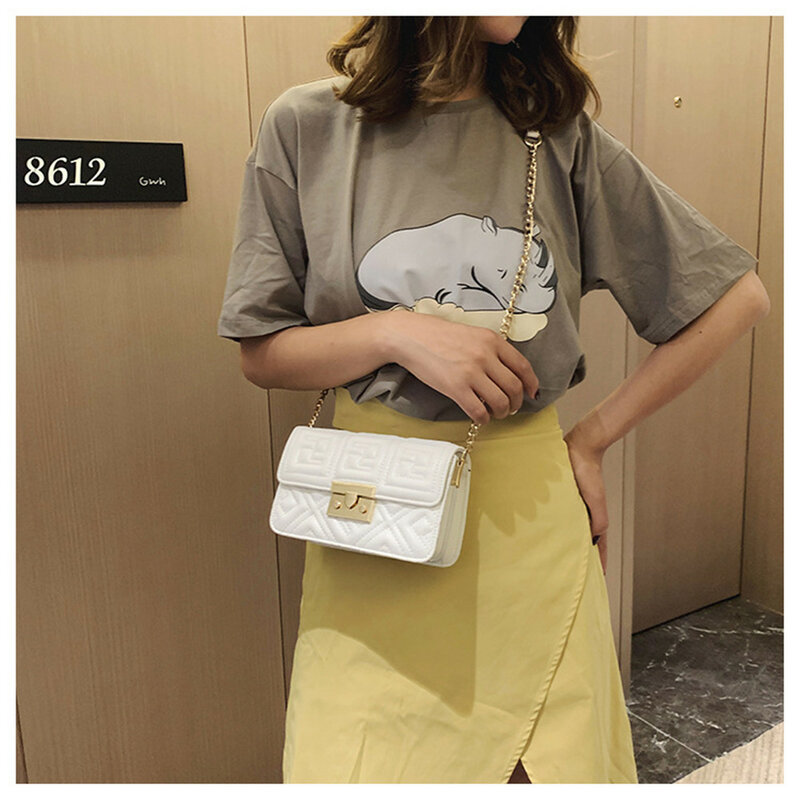 Senior Sense French Luxury Chain Crossbody Bag Handbag New Fashion Shoulder Slung Embroidery Thread Small Square Bag Bolsa