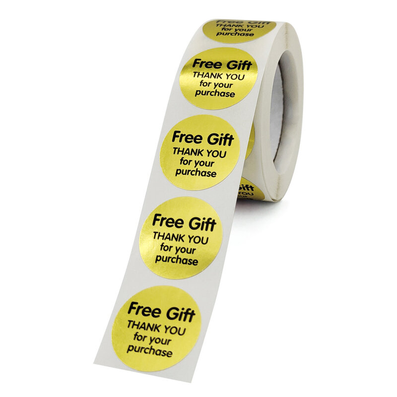 Grazie adesivi adesivo fatto a mano bianco artigianale in oro cerchio 500 pezzi/rotolo grazie adesivi per etichette sigillanti per biglietti da regalo aziendali