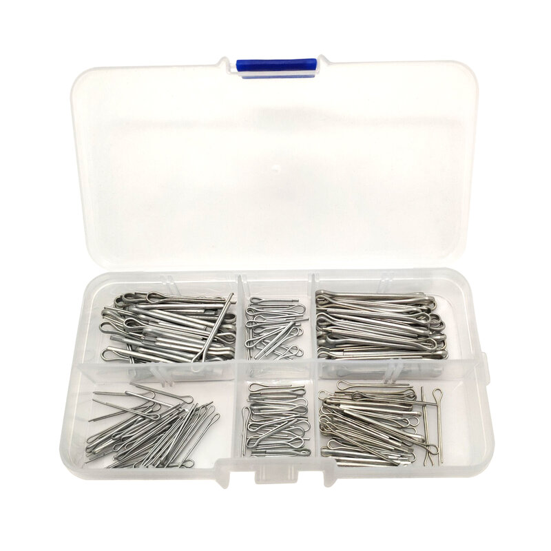 175pc Split Pins Cotter Fixings Set Assorted Sizes Zinc Plated Steel Hard Case Hardware 