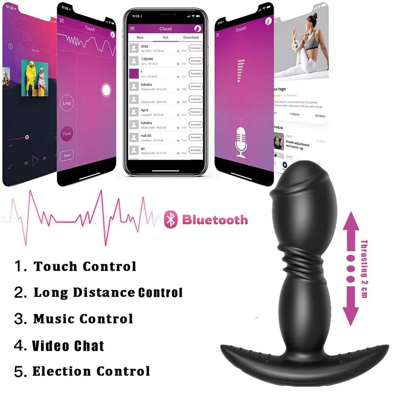 Anal Vibrator Butt Plug untuk Pria Pemijat Prostat Masturbator Dildo Aplikasi Remote Control Mainan Seks Dpt Dipakai untuk Wanita Pria Dewasa