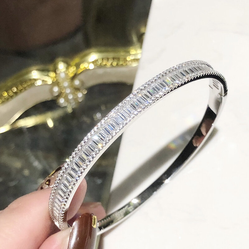 Moda feminina nobre completa escada zircão pulseira marca original de alta qualidade jóias logotipo presente do feriado