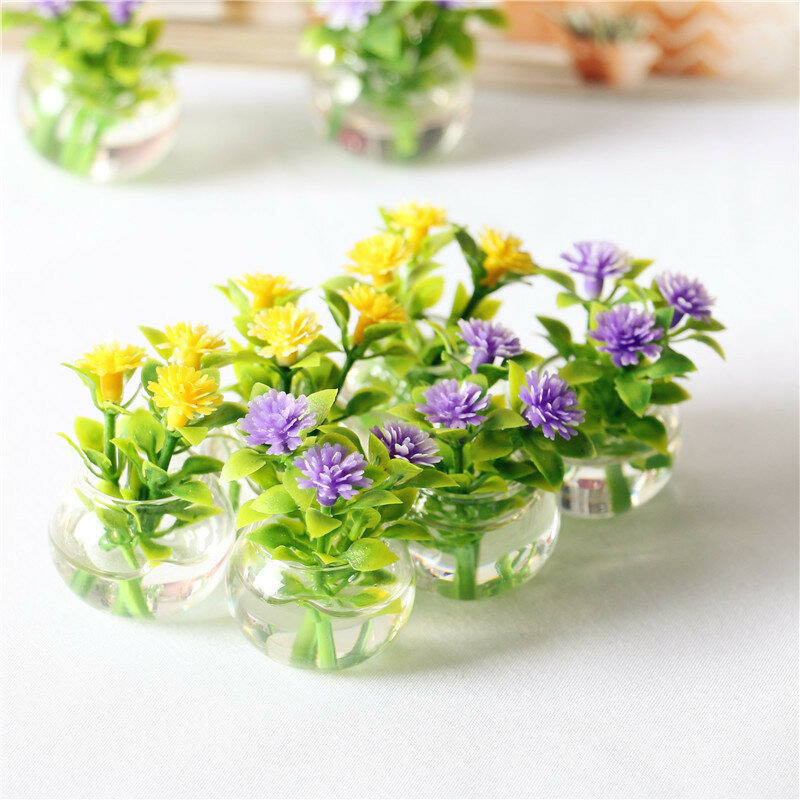 1:12 dollhouse miniatura verde potted para decoração de casa simulação vasos de plantas flores