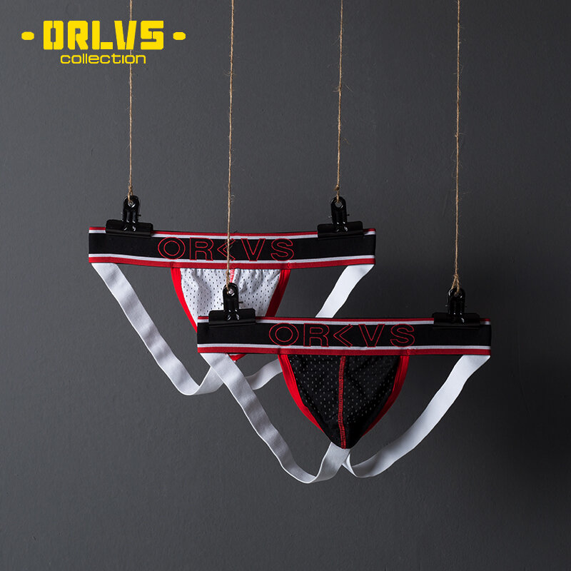 ORLVS-سراويل داخلية للرجال ، ملابس داخلية مثيرة ، حزام رياضي ، قطن ، ملابس داخلية شبكية ، مثلي الجنس