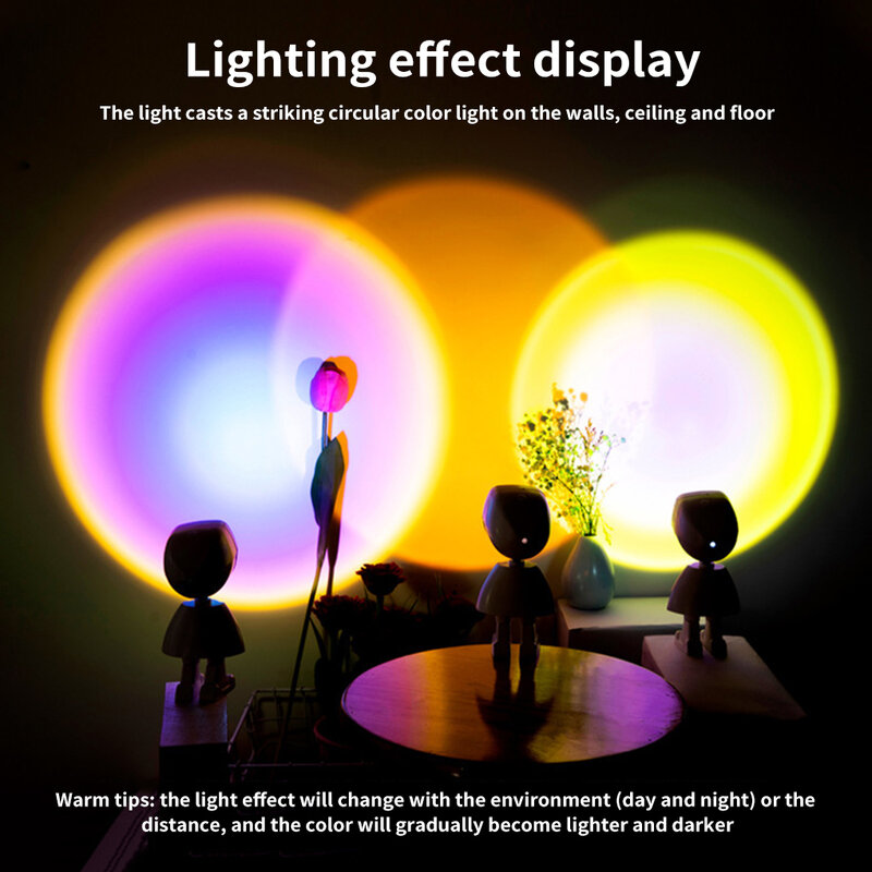 Lampu Proyektor Lampu Proyektor USB Dapat Diredupkan Lampu LED Suasana Berputar 360 Derajat Lampu Proyektor Matahari Terbenam untuk Kafe Rumah