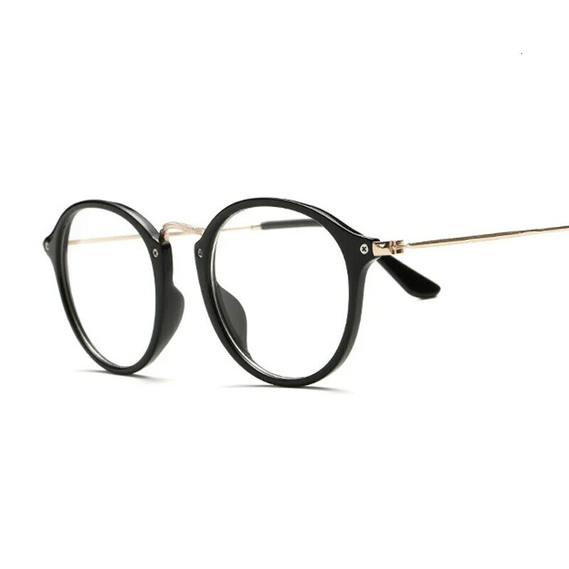 Armações de óculos redondas transparentes, óculos para mulheres e homens, armação de óculos para miopia, armação ótica preta