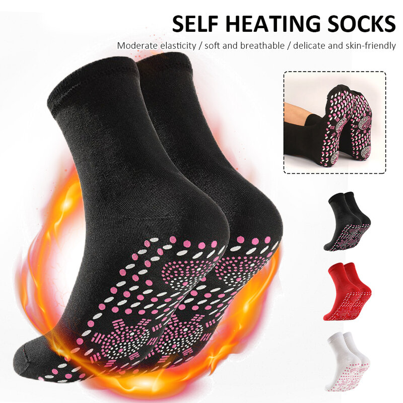 Calcetines de algodón con calefacción para hombre y mujer, medias de masaje cálidas para invierno, antifatiga, cómodas y cálidas para exteriores