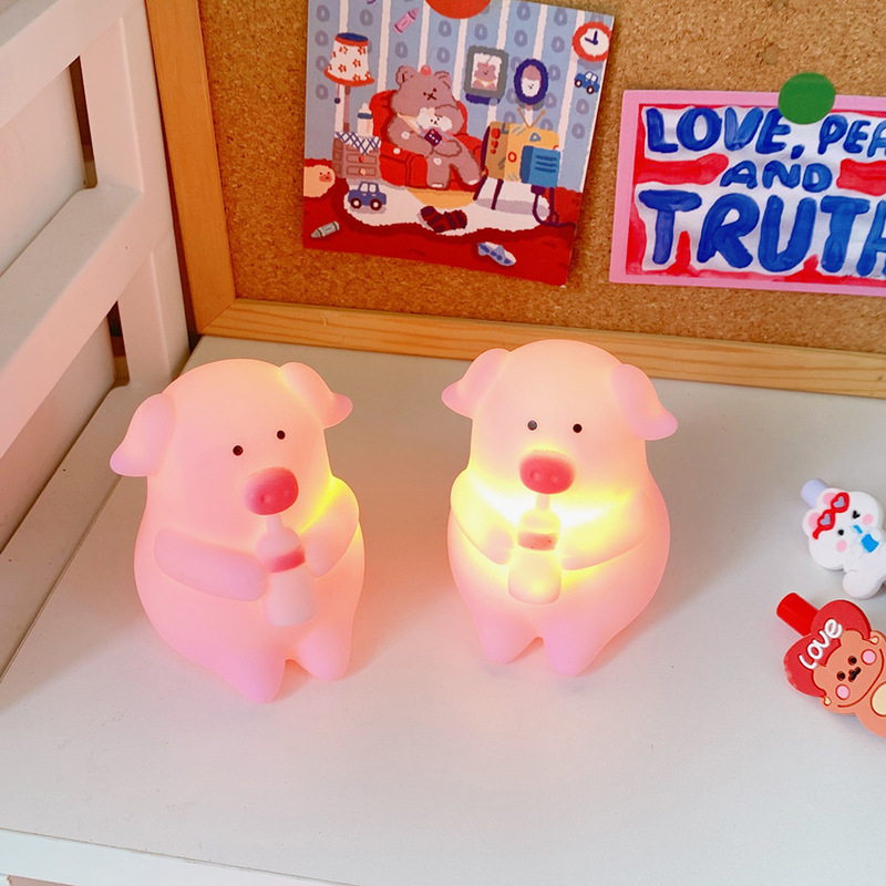 Minilámpara LED de noche para dormitorio de niña, luz cálida rosa, regalo creativo, decoración para dormitorio