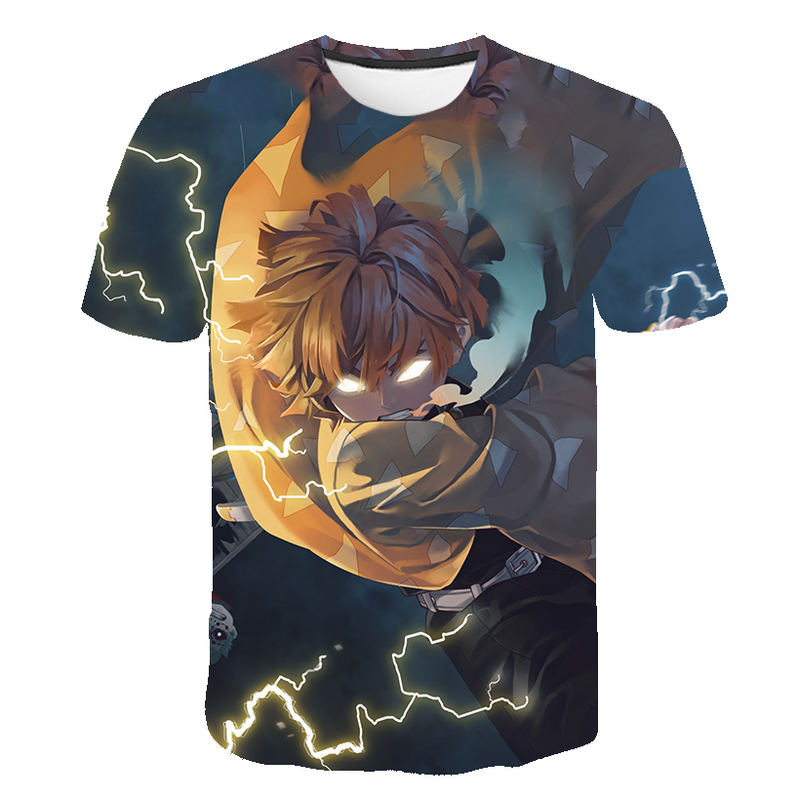 T-shirt manches courtes unisexe, Anime Demon Slayer Kimetsu No Yaiba T-shirt imprimé en 3D T-shirt Cosplay Tanjirou Nezuko T-shirt ample