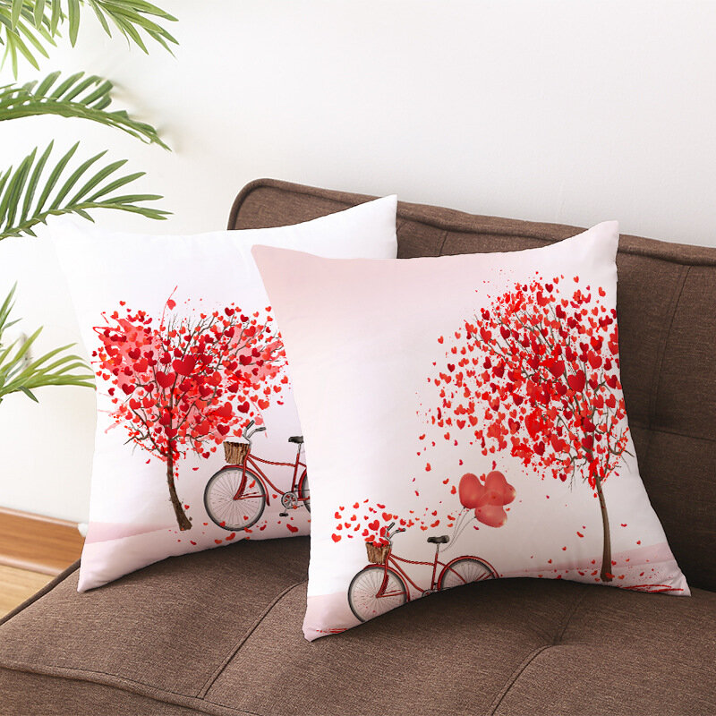 Housse de coussin décorative pour les amoureux rouges, housse de canapé, siège de voiture, pour la maison, 45x45cm