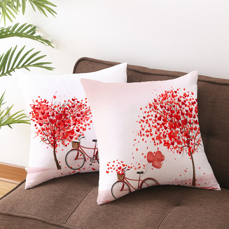 Cushion Cover Red Lovers Wedding Party Decorative Sofa Cover Case Seat Car Home Decor Throw Pillows 45x45cm Decor Home