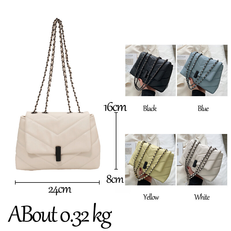 Fashionable Leather Shoulder Crossbody Bags for Women 2021 New Messenger Bag Luxury Designer Chain Small Square Bag Sac Epaule