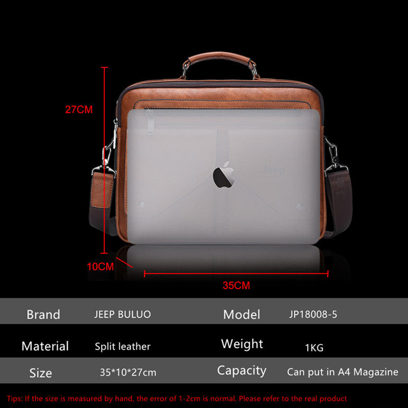 Мужской брендовый портфель JEEP BULUO, оранжевый деловой портфель из спилковой кожи, сумка на плечевом ремне, сумка-мессенджер для ноутбука, все ...