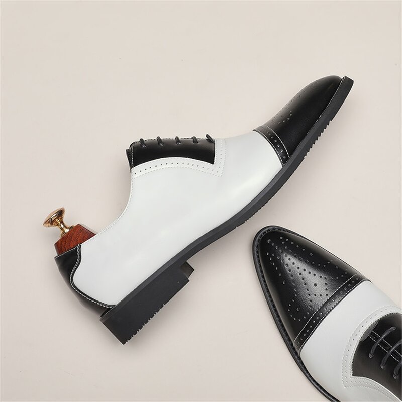 Sepatu Kulit Kasual Bullock Pria, Pencocokan Warna Mode Sepatu Pria Formal Ukuran Plus, Sepatu Kulit Pria Bisnis Kantor Harian