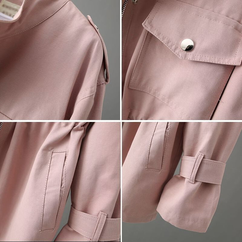 Rompevientos de estilo coreano para mujer, chaqueta rosa con cuello levantado, rompevientos, forro 96, novedad de Otoño de 2021