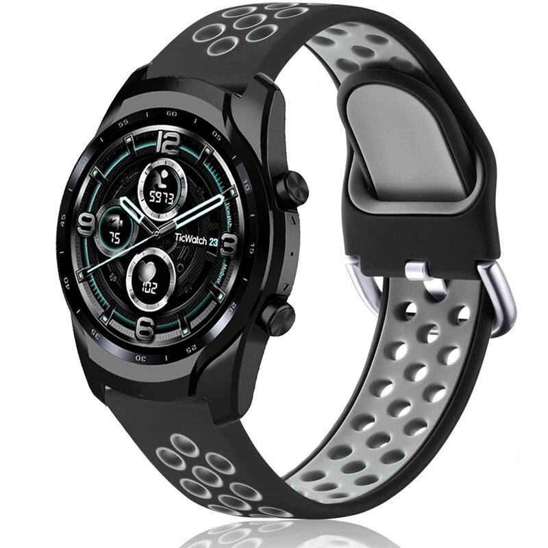 Pulseira respirável para ticwatch pro 2020, substituição de pulseira de silicone para ticwatch pro 3, gps/gtx/e2/s2, acessórios para smartwatch