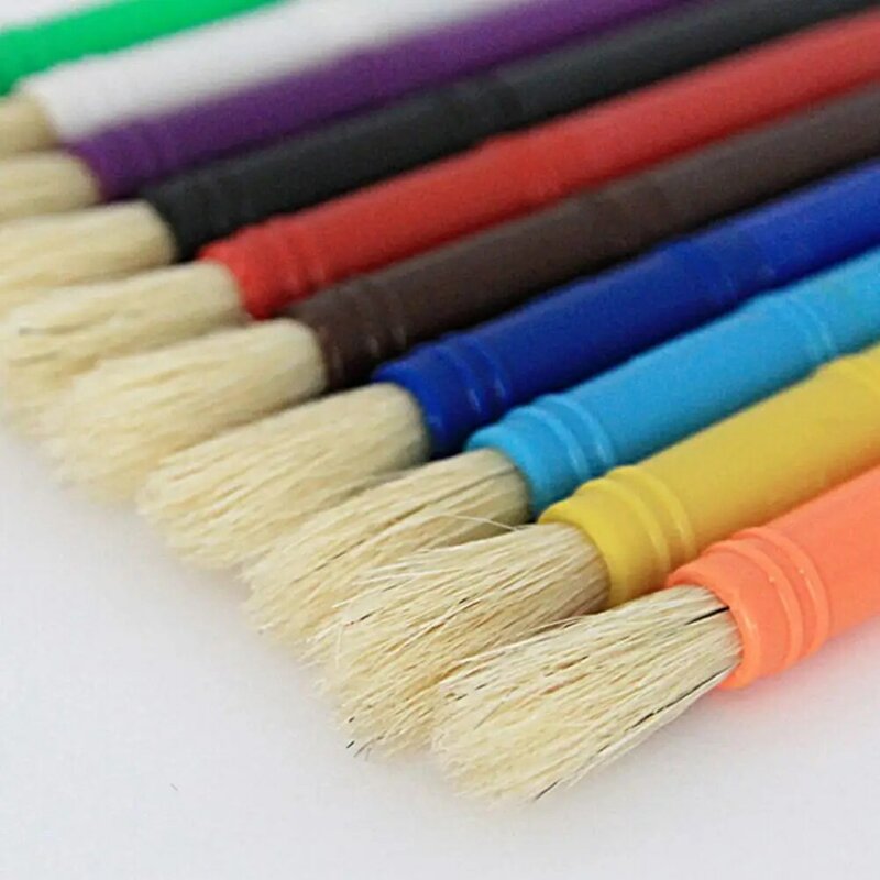 Children Plastic 10-color Pen-washing Cup + 10-color Bristle Graffiti Painting Brush Set