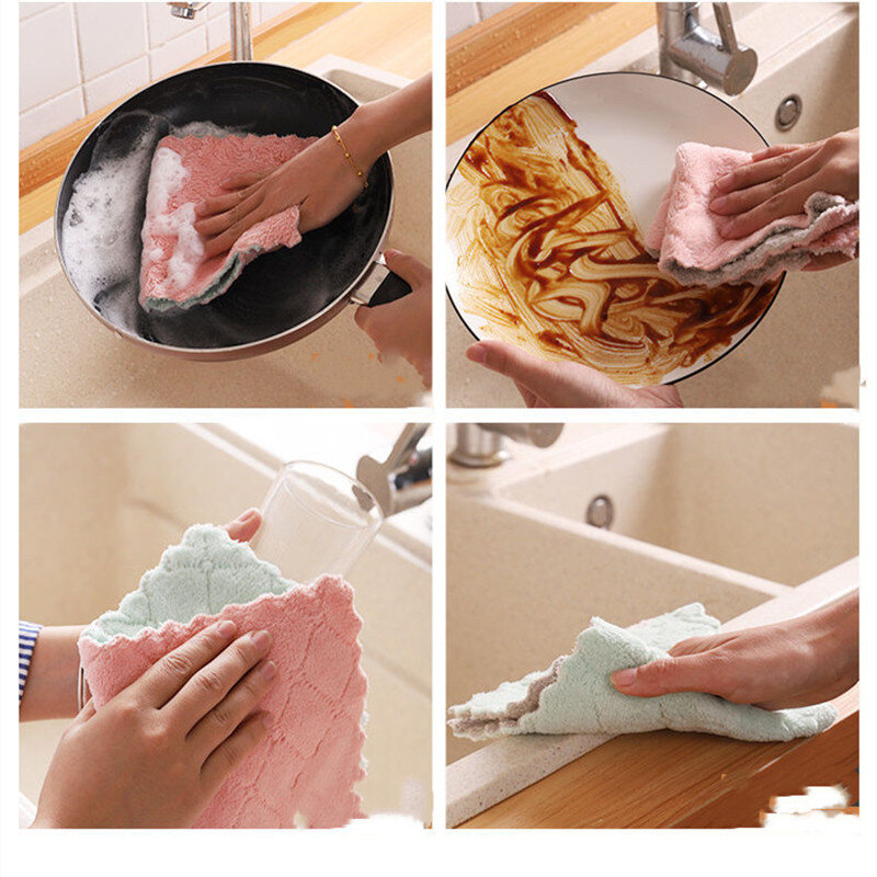 5 pezzi di asciugamano per lavastoviglie da cucina in fibra ultrafine con scaglie di pesce stampate