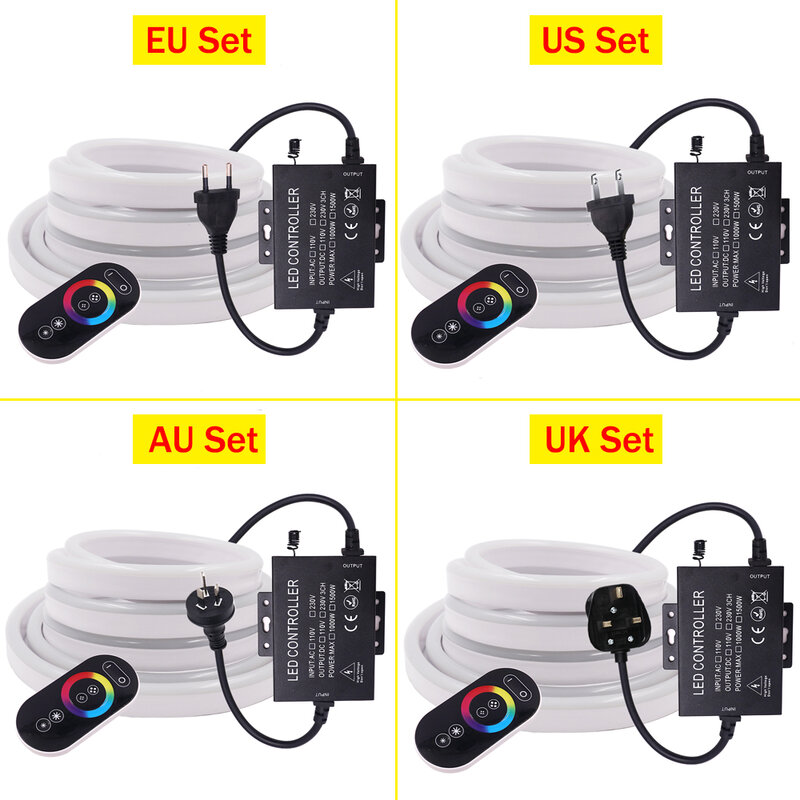 110V 220V Lampu Neon Fleksibel RGB LED Neon 5050 120LED/M Tahan Air LED Neon Pita dengan Controller RGB LED Strip