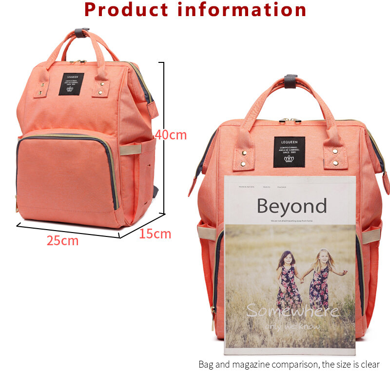 Lequeen-Bolsa de pañales de maternidad de gran capacidad, bolso de bebé, mochila de viaje al aire libre, bolsa de pañales, bolsa de lactancia para el cuidado del bebé