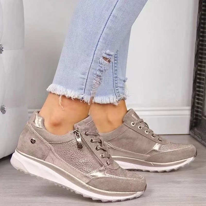 Zapatillas de deporte vulcanizadas para mujer, zapatos de plataforma con cuña de cuero PU, informales, a la moda, talla grande 42 43, Otoño, 2022