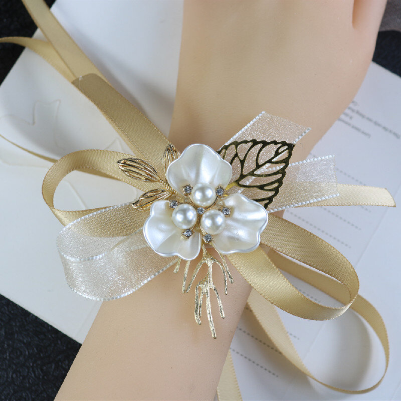 Fontes de casamento corsage coreano casamento irmã grupo pulseira flor noiva mão flor dama de honra deve escolher pulso flor