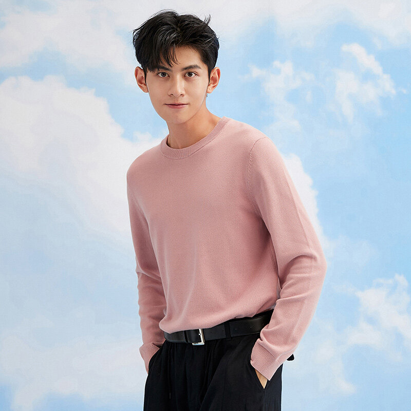 Sweter SEMIR Sweter Leher O Baru Musim Gugur Pria Sweter Hangat Pulover Korea Fashion Elegan Atasan Polos Sederhana Trendi