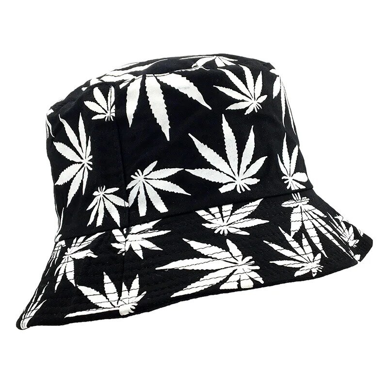 สไตล์ใหม่ผู้หญิงผู้ชาย Vogue Hemp Leaf Design อ่างล้างหน้าหมวก Maple ใบ Brooklyn หมวกชาวประมงหมวกฤดูร้อน Beach Leisure ปานา...