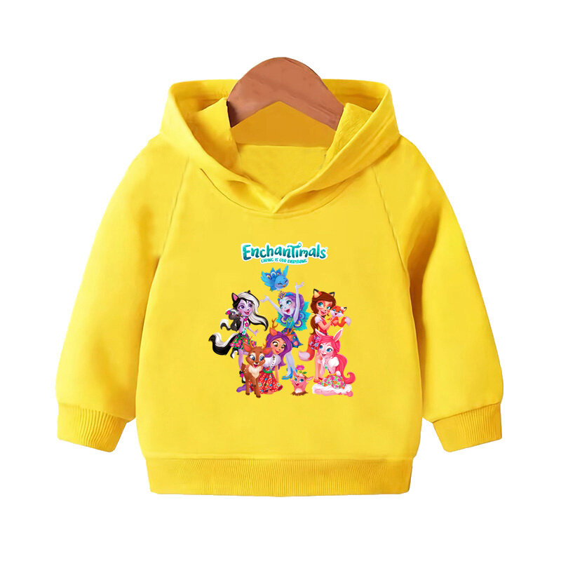Enchantimals Cartoon Kids Hooded Hoodies 귀여운 토끼 소녀 옷 어린이 스웨터 가을 아기 풀오버 탑, KMT5454