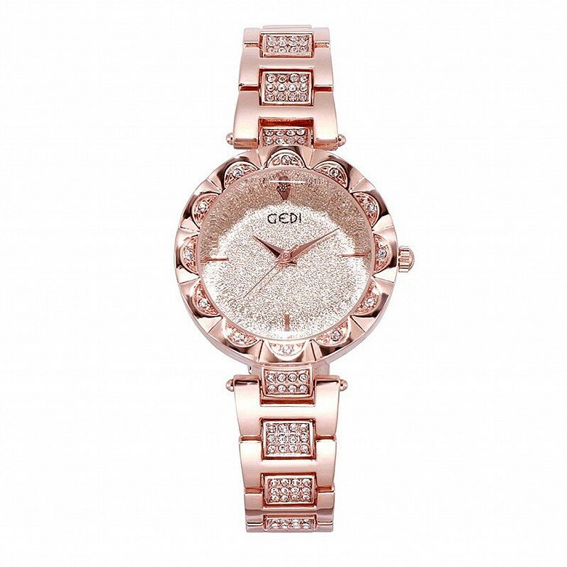 Montre de luxe pour femmes, Quartz, or Rose, Bracelet en acier, Top marque, horloge