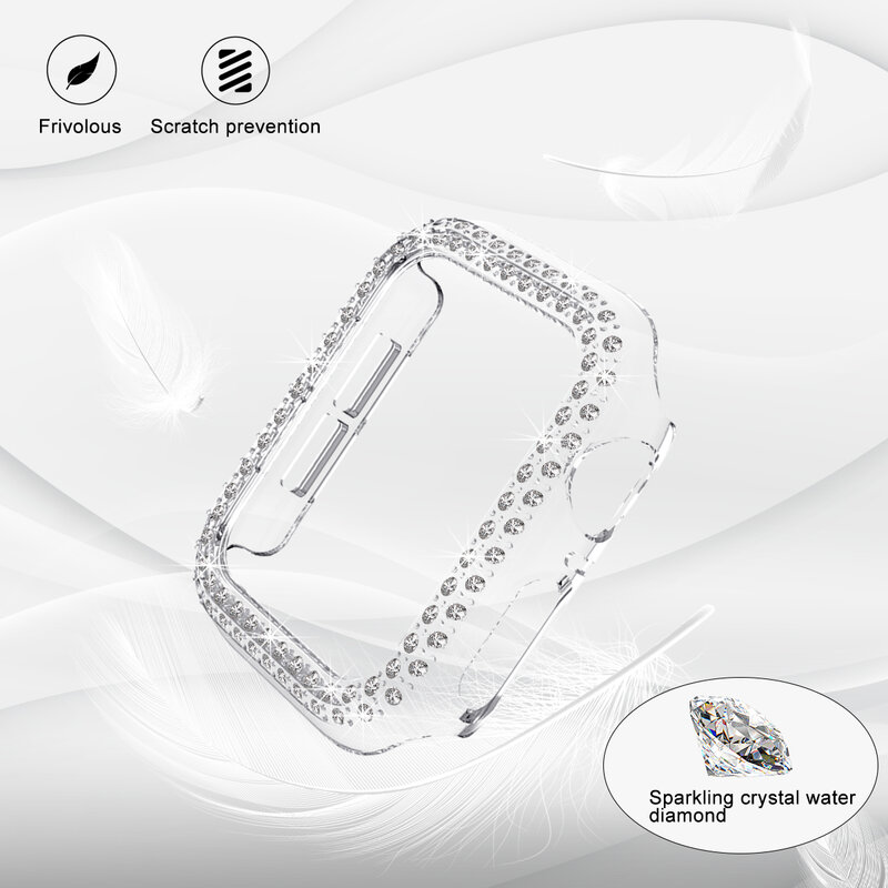 Luxus funkelnden kristall diamant stoßstange fall für apple watch7 41mm 45mm Fall Protector für iwatch 6 5 4 3 2 SE 38 40mm 40mm 44mm