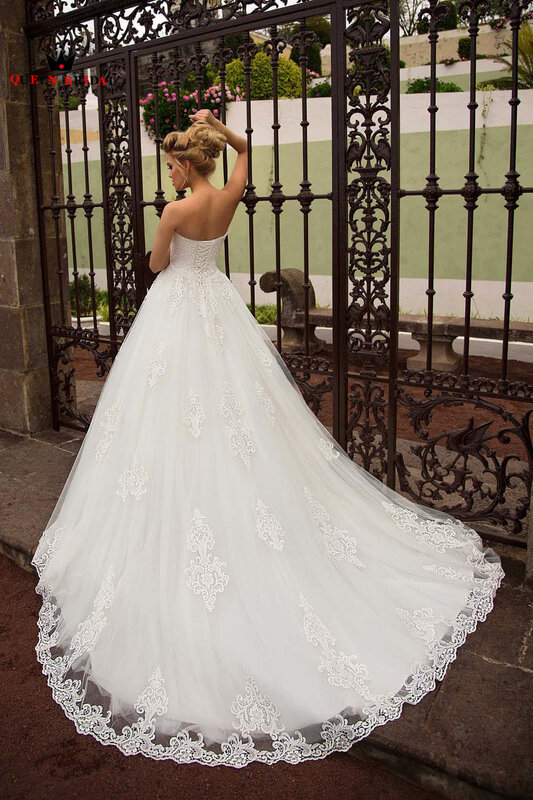 Elegante vestido de novia con escote Corazón, tul, Apliques de encaje, Formal, nuevo diseño, DS125, 2022