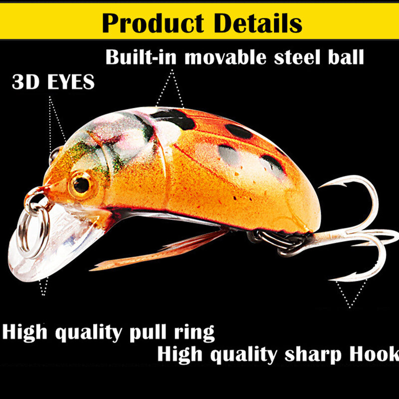 38mm/4.1g Fishing Lure Cicada Insect Bait Bug Floating Fishing Crankbait Wobblers With Steel Ball Freshwater Fishing Accessories