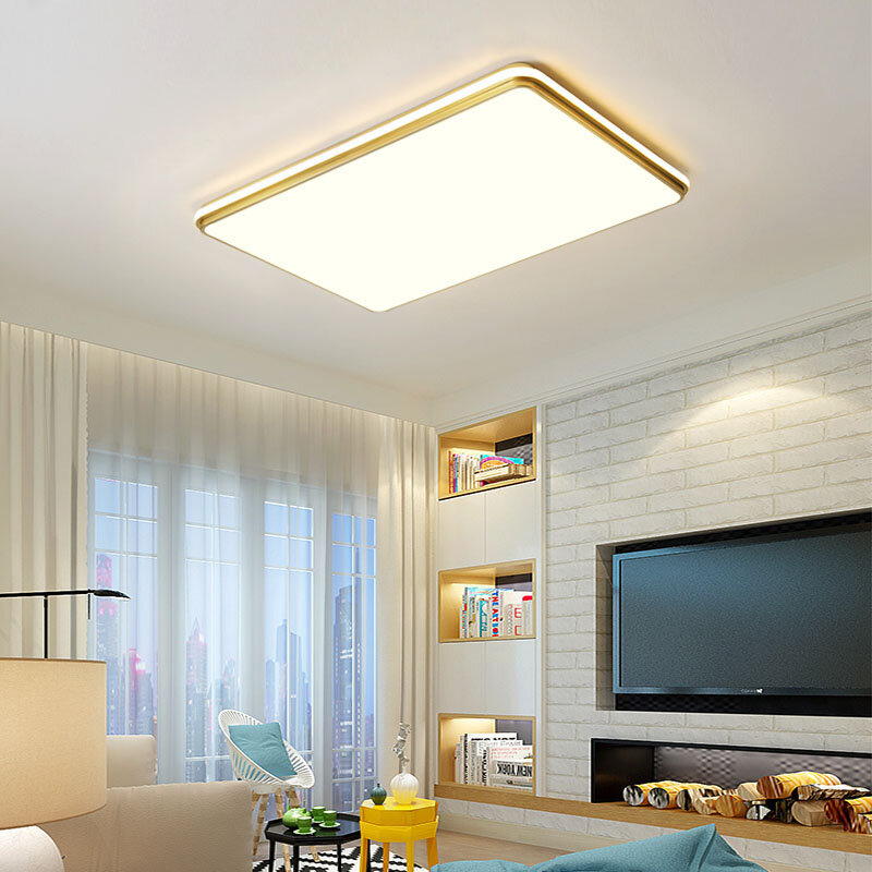 Lustre led redondo/quadrado, luminária de teto para iluminação de quarto e sala de estar, lustre avize para família