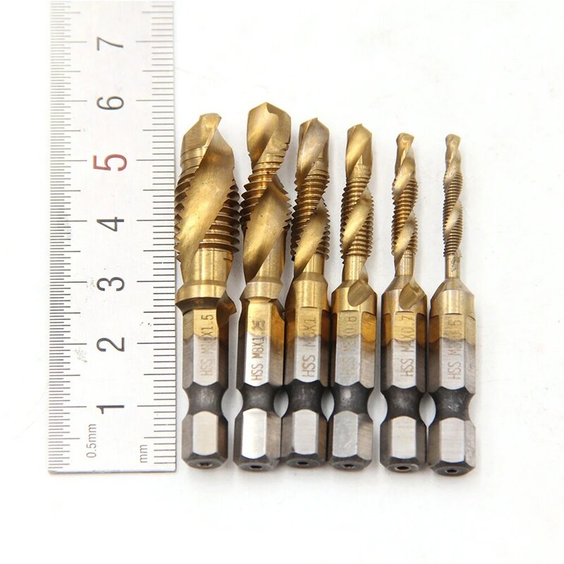 Thread Screw Tapping Tool Tap Hex Tap Drill M3-M10 Spiral HSS Drilling Bits for Household Metal Easily Handle Parts
