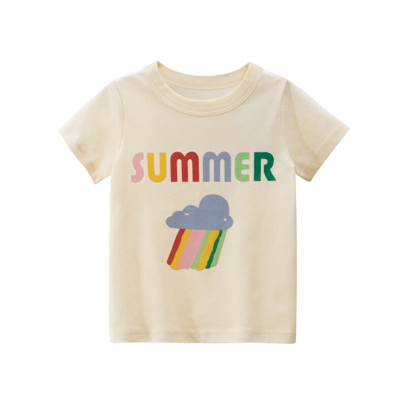 T-shirt à manches courtes pour garçons et filles, hauts coton, imprimé à la mode, dessin animé, vêtements de marque pour enfants, nouvelle collection été 2021