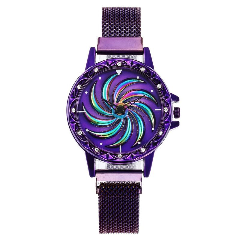 360 Graden Rotatie Vrouwen Mesh Magneet Gesp windmolen Horloge Luxe Mode Dames Gouden horloges Quartz Horloge Relogio Feminino