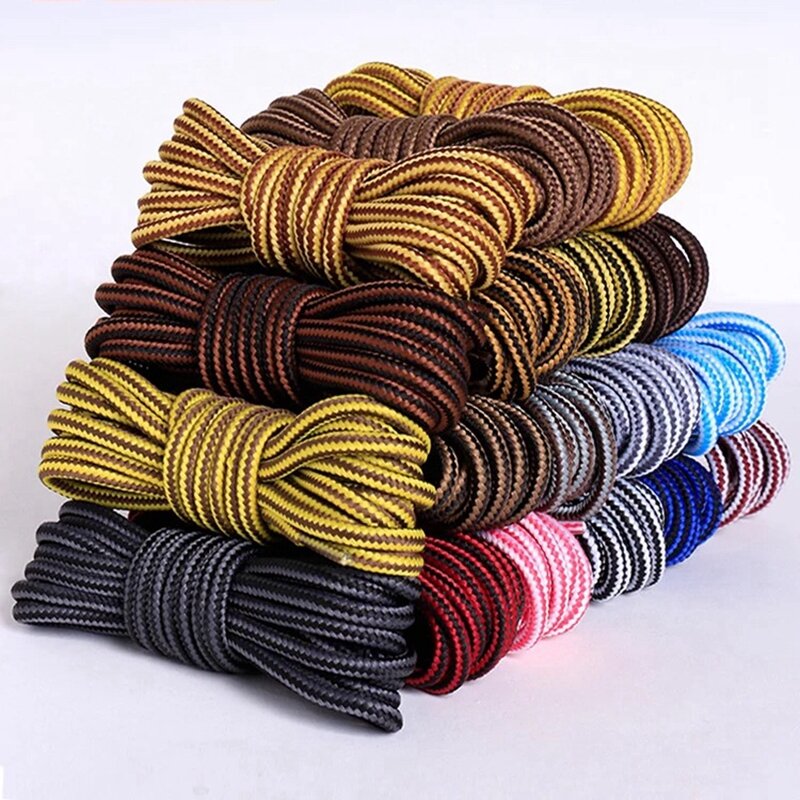 1Pair Round Boot Shoelaces Striped Sneakers Shoe laces Martin boots Laces Shoes Strings Outdoor Walking Hiking Shoelace