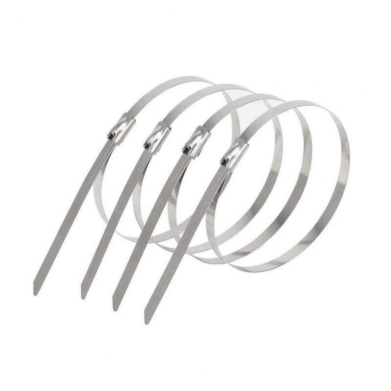 6Pcs Wear Resistant Cable Tie Heavy Duty Self-Locking 4.6mm Stainless Steel Multi-Purpose Exhaust Locking Tie for Car