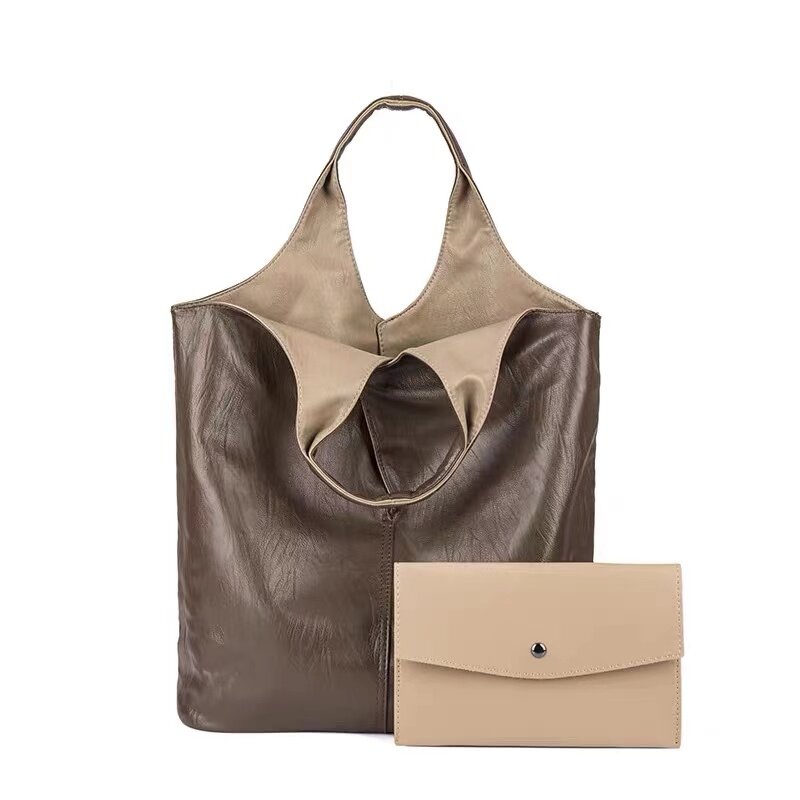 새로운 PU 가죽 대용량 소프트 표면 맞춤형 양면 핸드백 여성용, 패션 숄더백, 2021