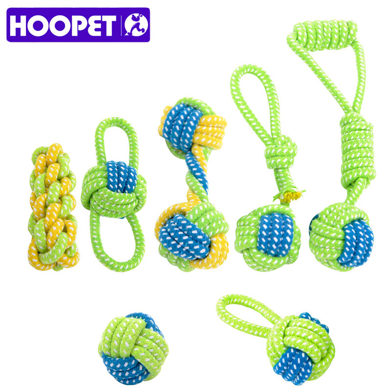 HOOPET-juguete masticable para perro, Bola de nudo de cuerda de algodón, dientes de molienda, grandes y pequeñas para mascotas, 7 opciones de estilo