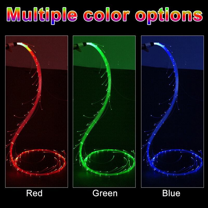 Torcia elettrica a fibra ottica colorata ricaricabile USB frusta a 360 ° illumina agitando le feste di festa illuminazione per Bar atmosfera oggetti di scena discoteca