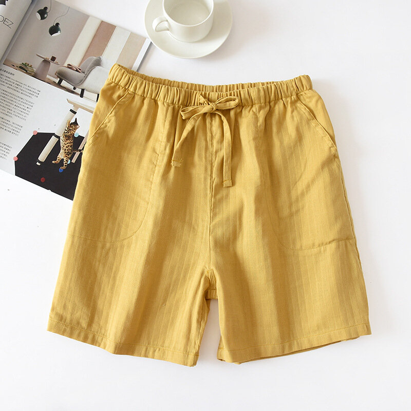 Japanisch einfache sommer frauen strand shorts 100% baumwolle gaze männer der dünnen paar shorts hause hosen baumwolle kann getragen außerhalb