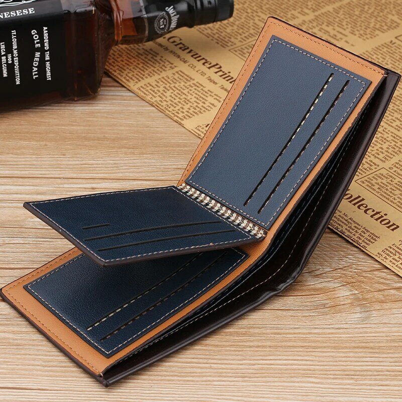 JIFANPAUL Genuine Leater men short wallet business retro cross section embossed Credit card holder fashiong wallets men purses