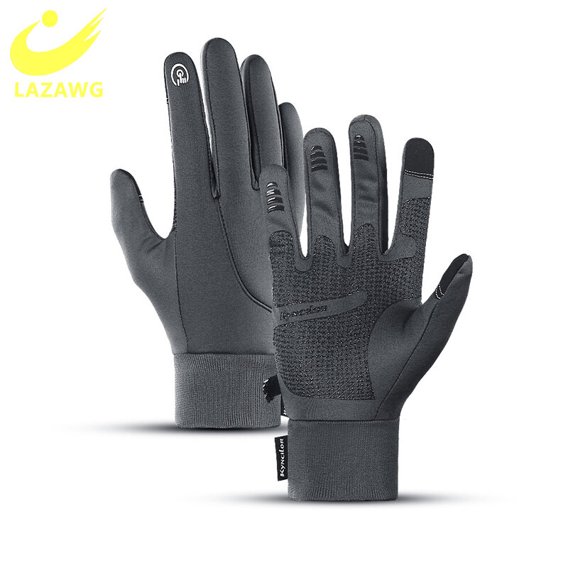 LAZAWG-guantes de invierno para ciclismo, manoplas cálidas de terciopelo para deportes, pantalla táctil, esquí, bicicleta, exteriores, dedo completo para pantalla táctil