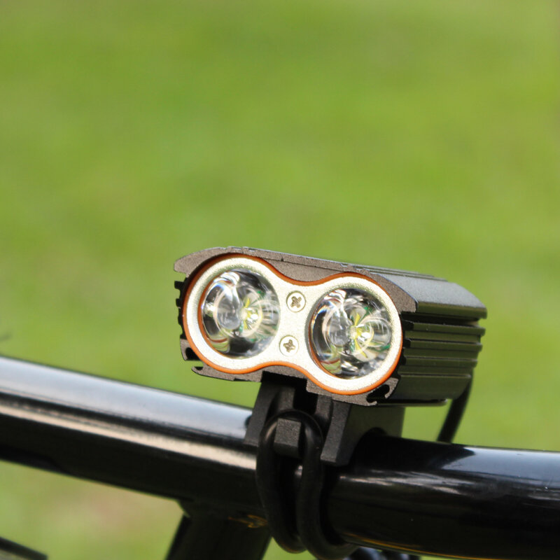 Lanterna de bicicleta recarregável, luz de led 2400lm 2x xml t6 à prova d'água