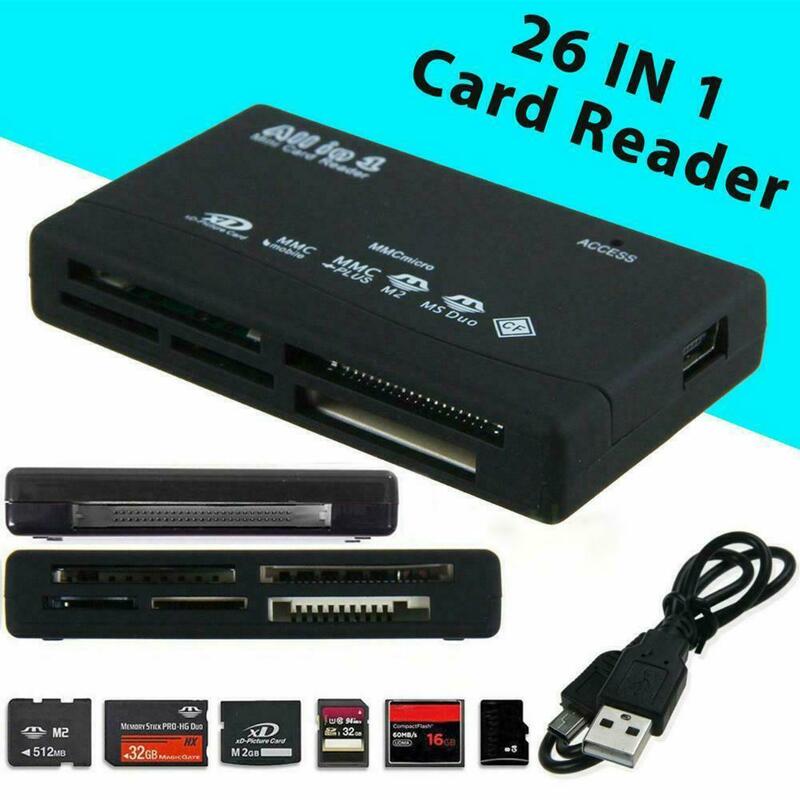 Memory Card Reader Stick All in One Slots USB External SD Micro M2 MMC XD Fast Receiver Connect Cord HD Screen Speed Lock Data