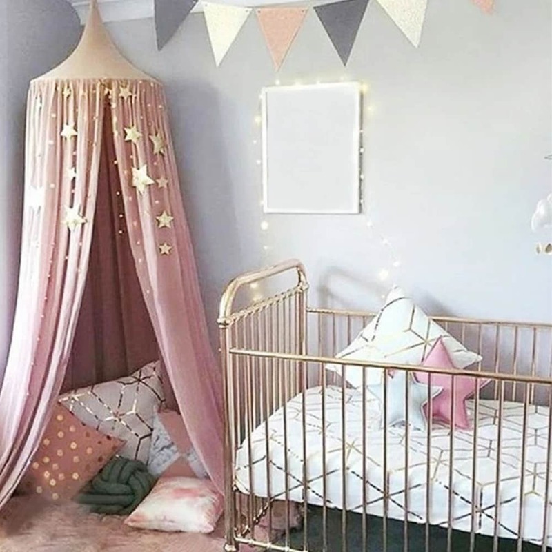 ゴールドシルバースター装飾花輪完璧スパークリングスター花輪ホオジロ装飾のための子供の部屋の蚊帳