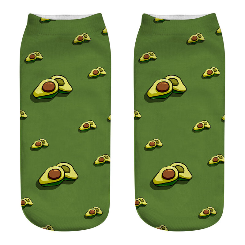 Nieuwe Stijl Avocado 3D Afdrukken Sokken Korte Buis Boot Sokken Ab Gezicht Afdrukken Vrouwen Sokken