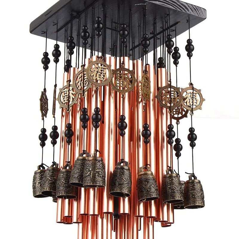 Outdoor Indoor Metal Tube Wind Chime with Copper Bell Large Windchimes For Patio Garden Terrace Decoration 80cm